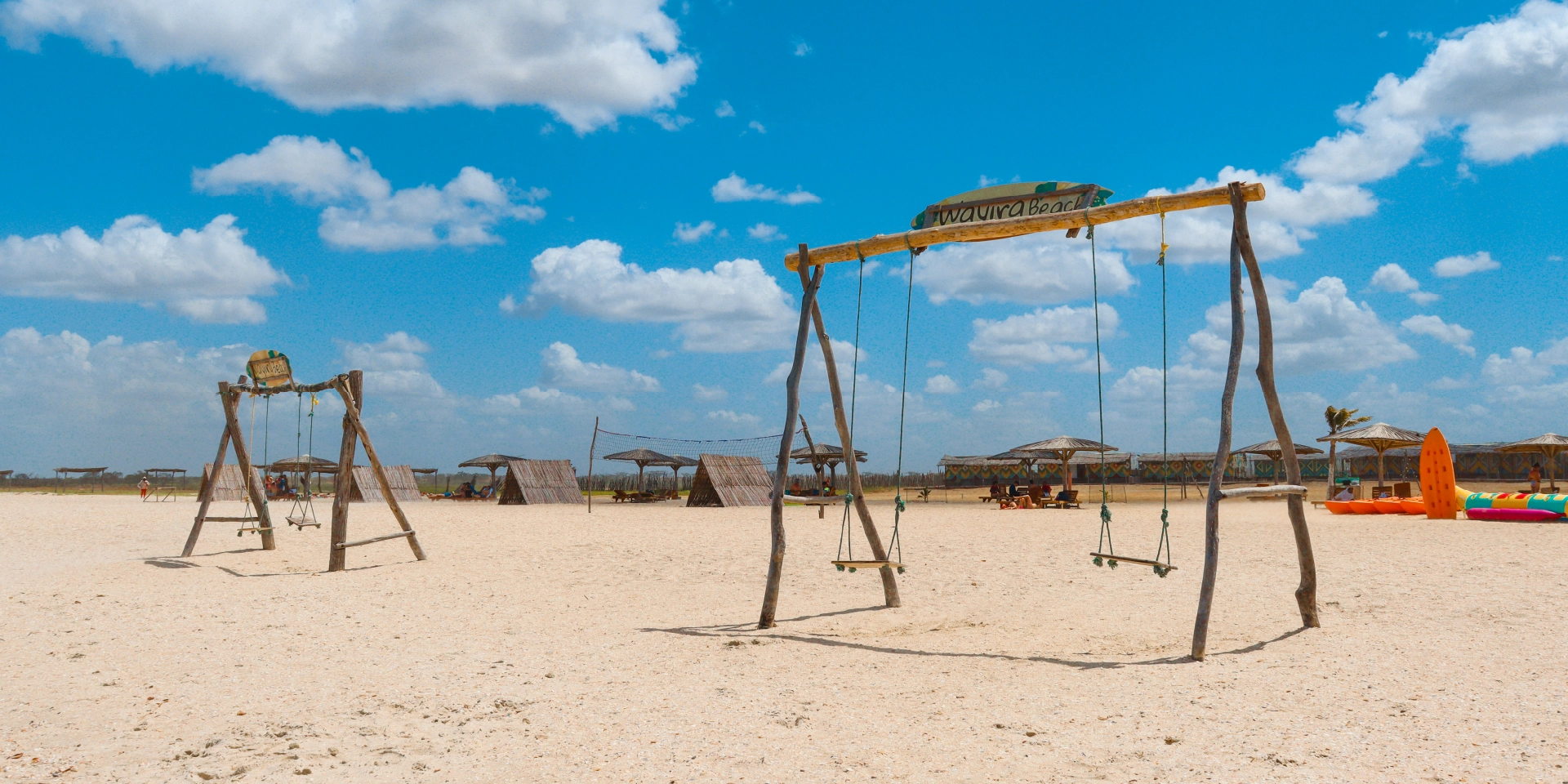 On Vacation Ecuador - International destination La Guajira Hotel Wayira swings on the beach